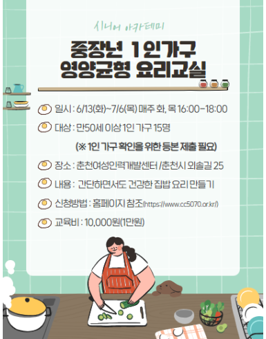 중장년 1인가구 영양균형 요리교실 1기